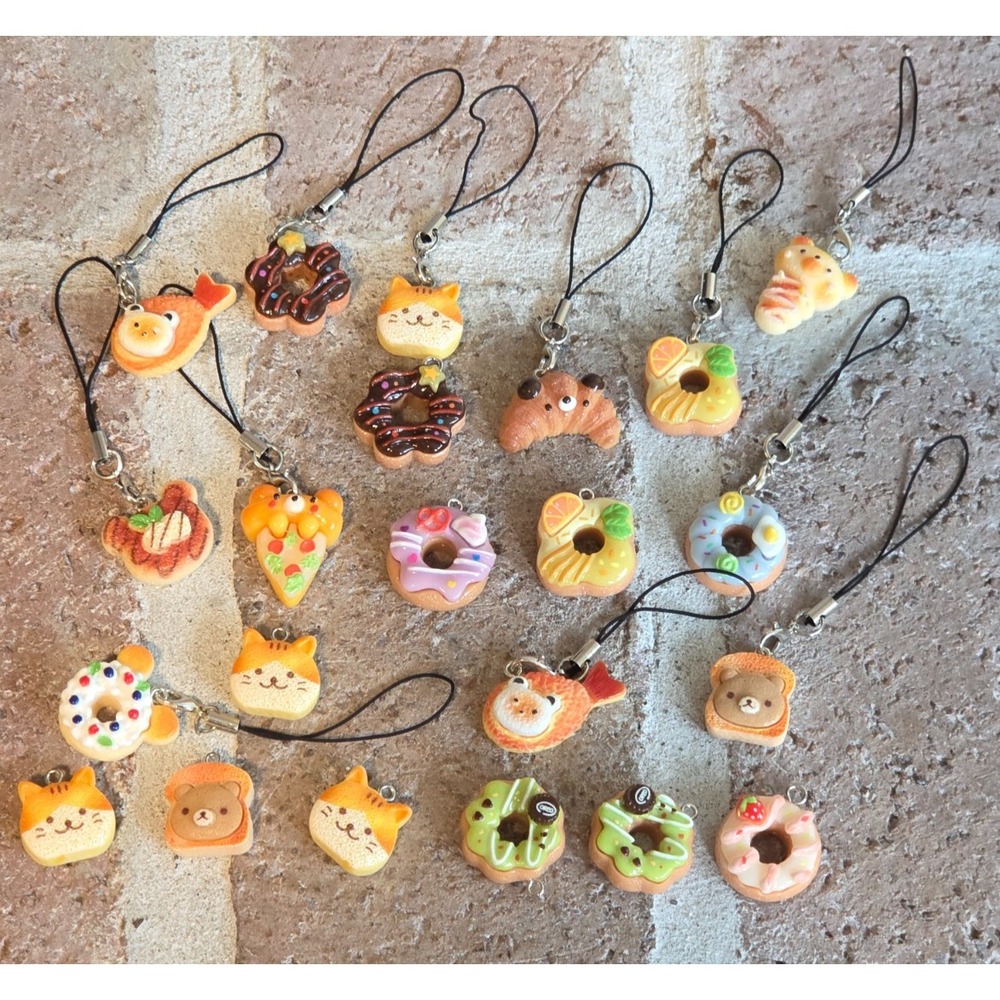 Japanese Cats Kittens Food Cookies Keychain Phone Charms Japan Character Lot